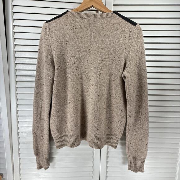 Aqua 100% Cashmere Sweater Zip Shoulder Light Brown Womens SIZE MEDIUM Luxury - Picture 8 of 12